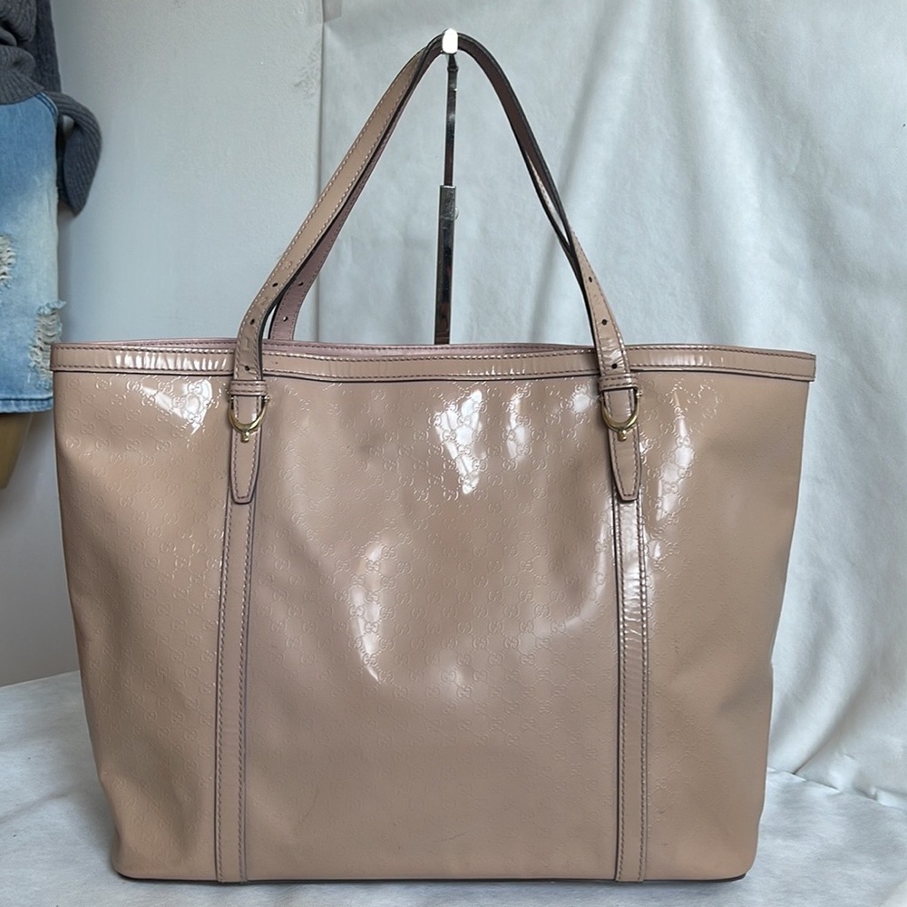 Gucci Beige Microguccissima Patent Leather Medium Nice Tote